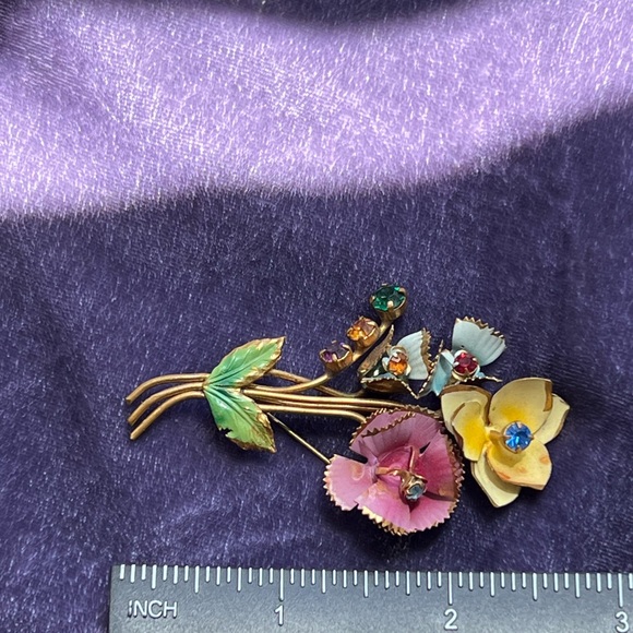 Vintage 1950’s Floral Multicolor Brooch - Picture 4 of 7